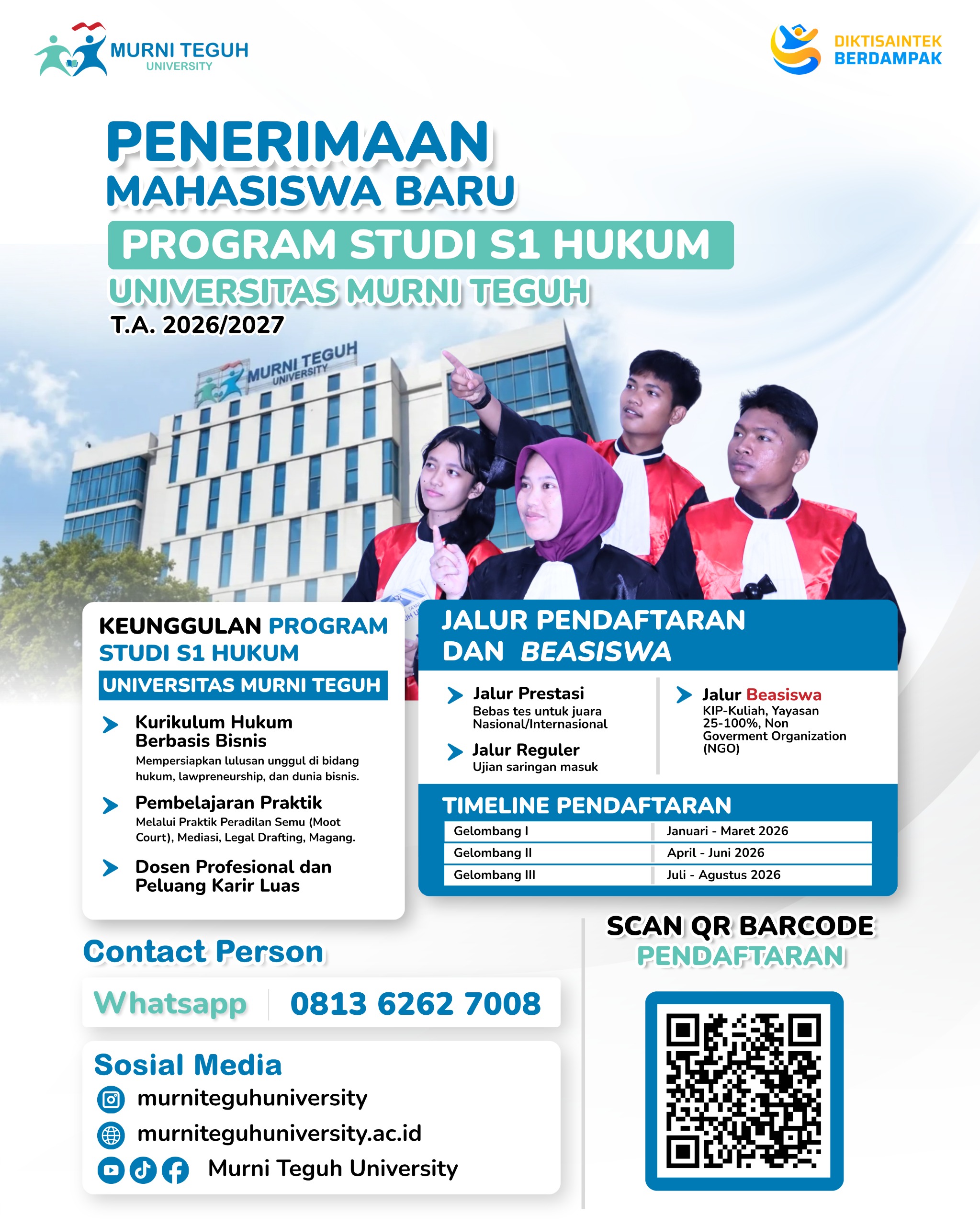Penerimaan Mahasiswa Baru Program Studi Hukum Universitas Murni Teguh Tahun Akademik 2026/2027 Resmi Dibuka