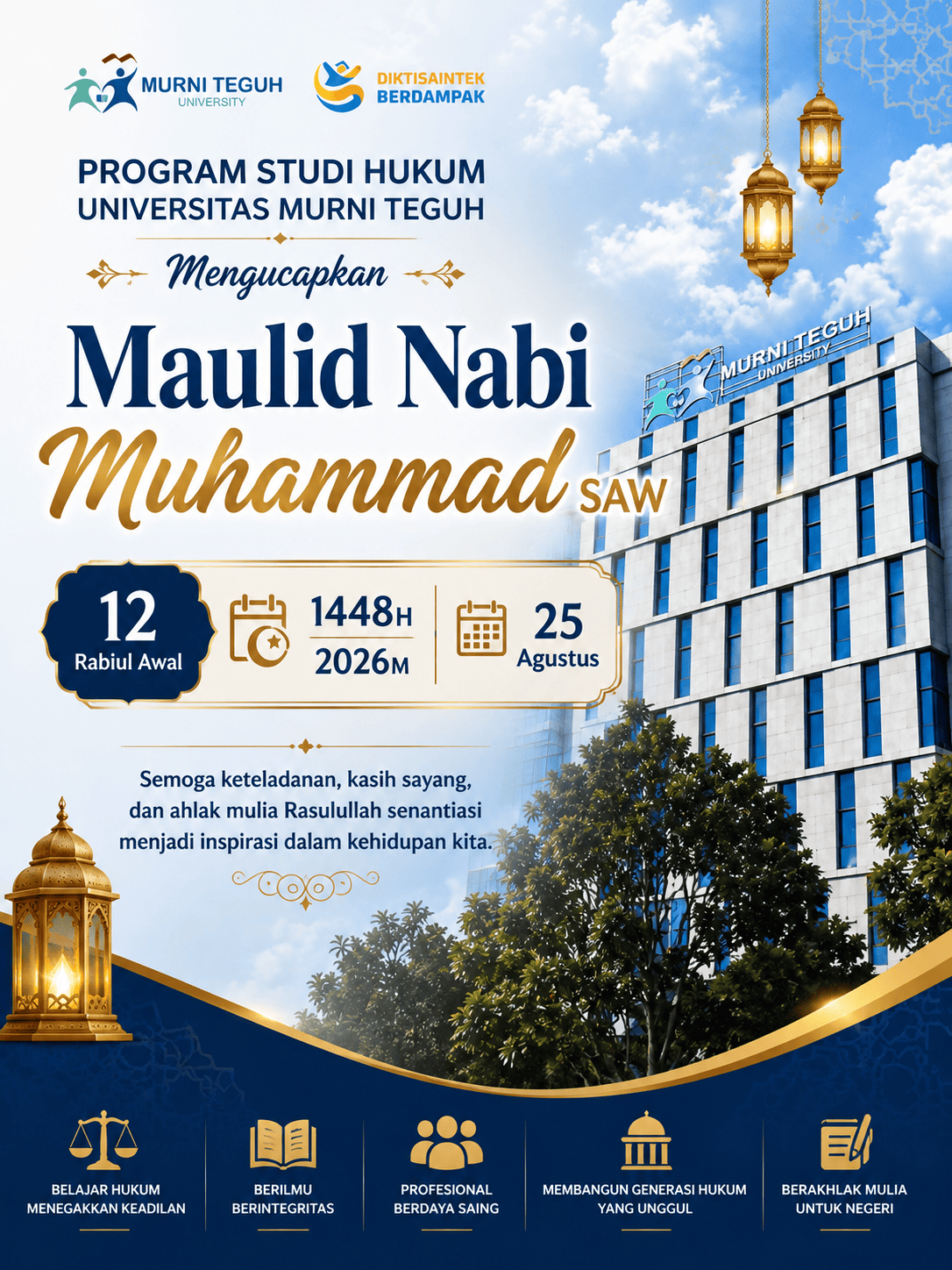 Program Studi Hukum UMT: Mengucapkan Selamat Memperingati Maulid Nabi Muhammad SAW 1448 H